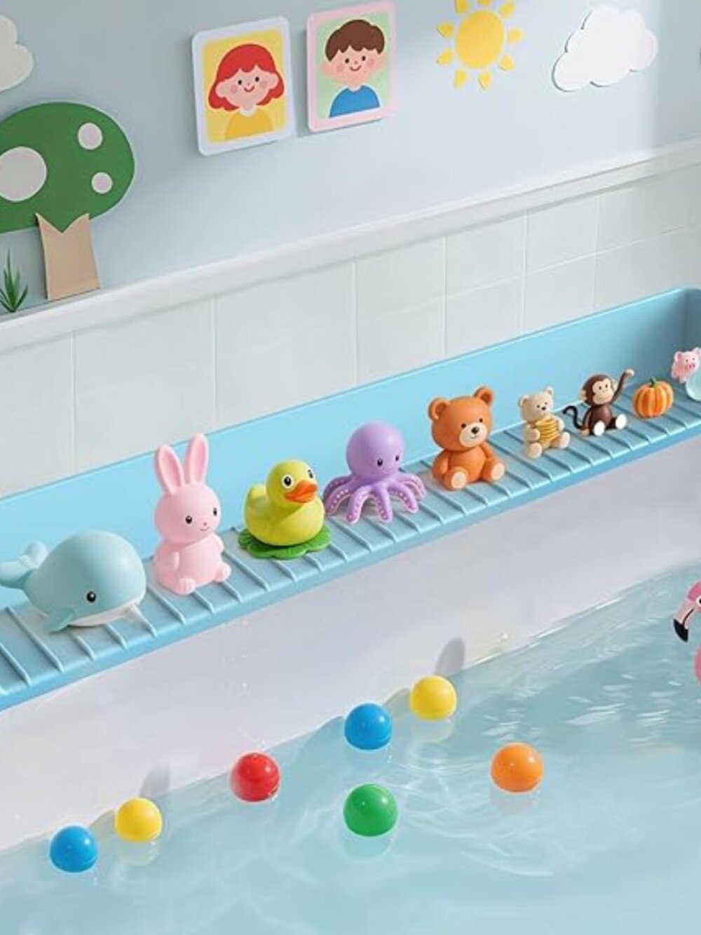 Silicone Bathtub Splash Guard & Play Tray for Toddlers